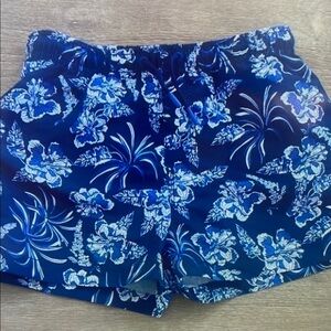 Blue Floral Kids Swim Trunks
